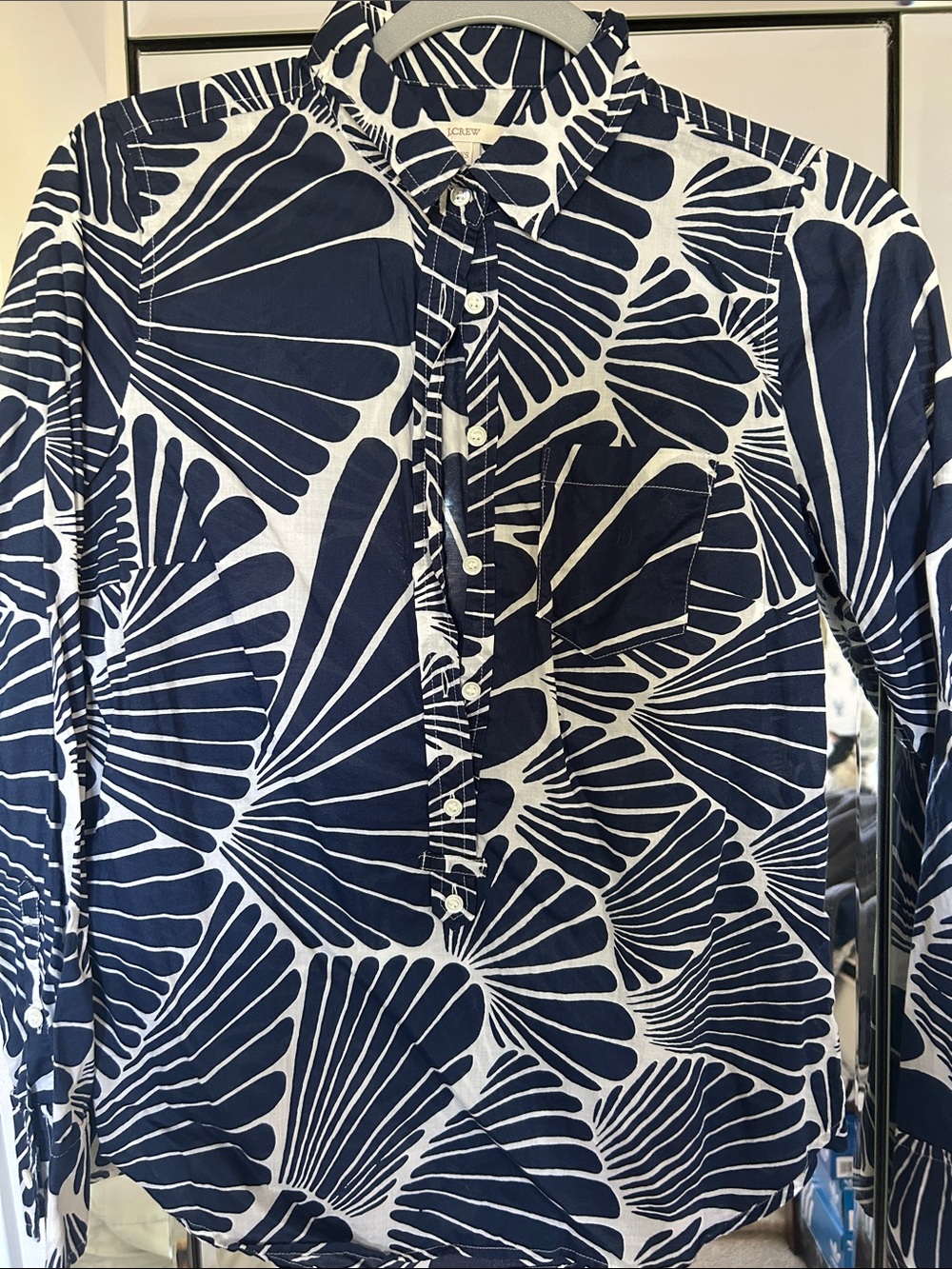 J. Crew fan print shirt button down popover xxs